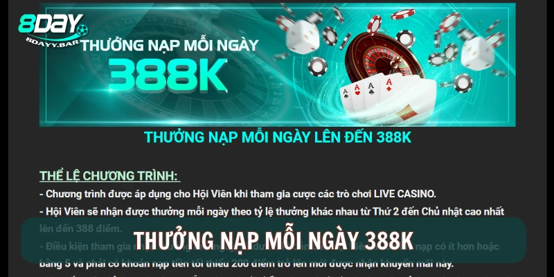 Thưởng nạp mỗi ngày 388K